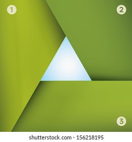 Pastel green color edition of a scalable eps10 abstract geometric blank backgrounds  with a triangle shaped text or image field at the center for universal use