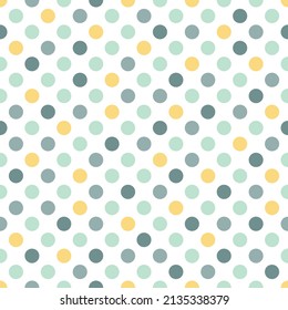 Pastel green dots seamless pattern. Vector repeat background on white background.