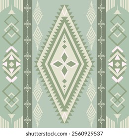 Pastel green fabric pattern continues in a line