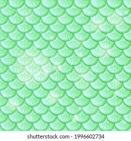 Pastel green fish scales seamless pattern illustration