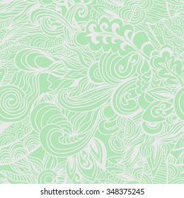 Pastel green floral seamless pattern. Vector illustration.