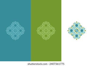 Ornamento islámico pastel y verde para el diseño de patrones