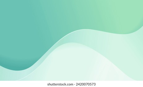 Pastel green mint abstract wave background presentation template