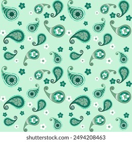 Pastel green Paisley seamless pattern