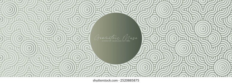 Pastel green seamless geometric pattern with wavy concentric lines. Modern abstract vector design for soft backgrounds and elegant decorative elements.