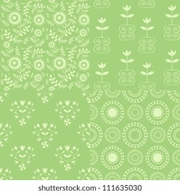 Pastel green seamless patterns collection