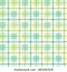 Pastel green seamless plaid tablecloth gingham or fabric pattern on the white background. Vector illustration.