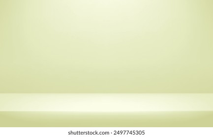 Pastel green Studio background. Space for selling products on the website. Green and yellow Background Empty Room Studio with table. Vector illustration.