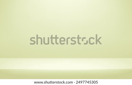 Pastel green Studio background. Space for selling products on the website. Green and yellow Background Empty Room Studio with table. Vector illustration.