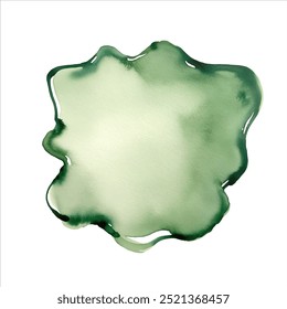 Pastel green watercolor shape, stain, blob. Hand drawn watercolor abstract splash