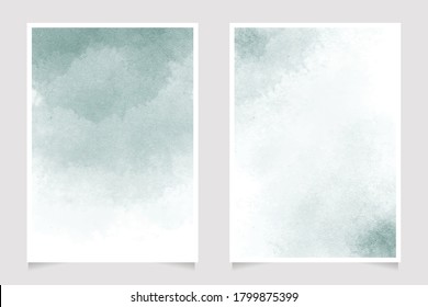 Pastel Green Watercolor Wet Wash Splash On Paper 5x7 Invitation Card Background Template Collection