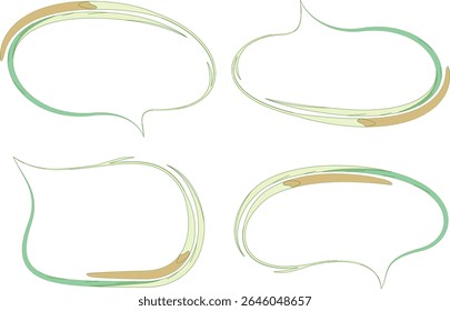 pastel green yellow colored creative abstract outline speech bubbles set