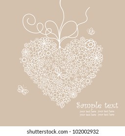 Pastel greeting card with lacy heart shape