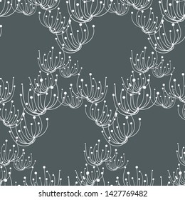 pastel grey blue vector stylized modern seamless floral pattern