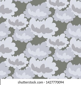 pastel grey blue vector stylized modern seamless floral pattern