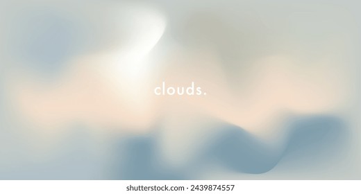 Pastel grey dramatic sky vector background. Gray soft clouds. Fog. Mist. Abstract fluffy texture with mesh gradient. Soft cloudy sunset. Sweet dream fantasy illustration painting design