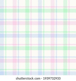 Pastel grid gingham. Seamless vector plaid pattern suitable for fashion, interiors, plus Easter and baby shower decor