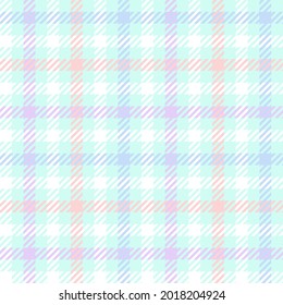 Pastel grid gingham. Seamless vector plaid pattern suitable for fashion, home decor and stationary.
