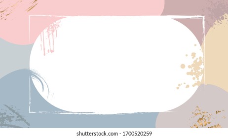 Marco de fondo de grunge Pastel con lugar vacío. Color marrón claro con hoja, trazo dorado ilustración vectorial.