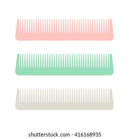 Pastel hair combs on white background. Hair comb for styling. Simple and minimalistic. Vector illustration.