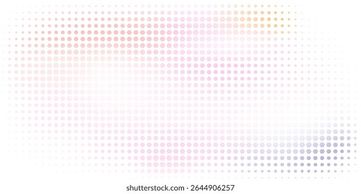Pastel halftone dot background with soft pink, orange, and purple gradients in abstract design style.