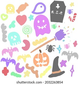 Pastel Halloween doodle hand drawing pattern colorful and cute holiday in October.