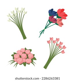 ilustración vectorial de flores de mano pastel