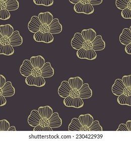 Pastel hand drawing pink  flowers seamless pattern vector