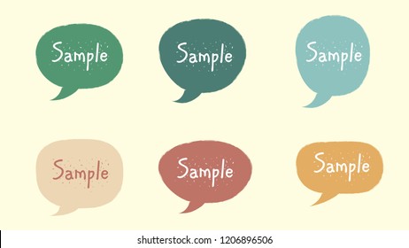 Pastel hand drawn comic coloured flat vector speech bubbles with sample text