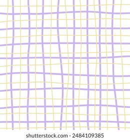 Pastellfarbenes, handgezeichnetes, niedliches Schachbrettmuster. Einfaches Doodle Plaid
