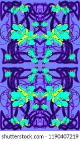 Pastel hand drawn vector seamless pattern in art Nouveau style.. Ornate floral background with fine lines of the stems..  Modern design for textiles, printing.