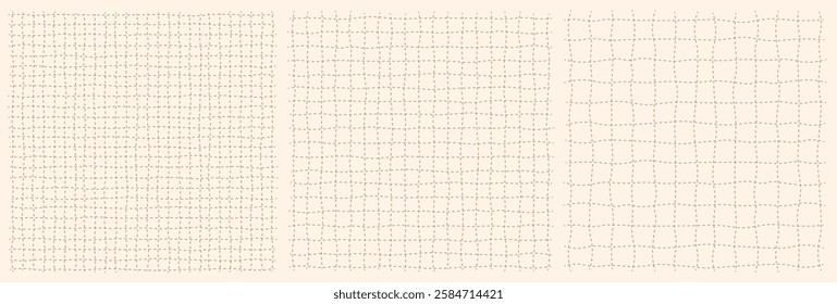 Pastel Hand-Drawn Grid Paper Background with Warm Beige Lines, Artistic Sketch Notebook Texture, Soft Organic Pattern in Vector