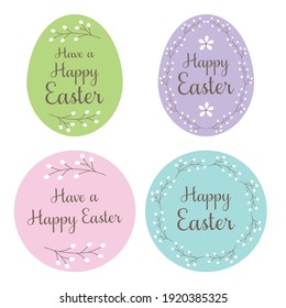 pastel Happy Easter egg and circle gift tag and label graphics