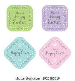 pastel Happy Easter gift tag and label graphics