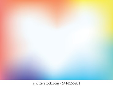 Pastel heart frame soft subtle background with holographic, Waving blurred multi color, space in center for text, creative design, poster, card, web banner and wallpaper. Rainbow Concept Vector stock 
