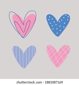 Pastel Heart icons for Valentine's day element. Vector illustration is suitable for printing on clothes, printing on postcards. Can be used for websites, applications and social networks.