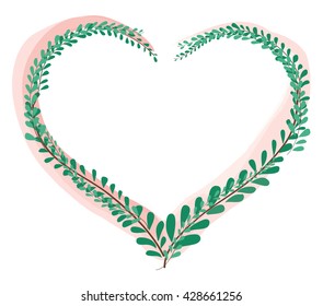 pastel heart leaf crown and space background vector
