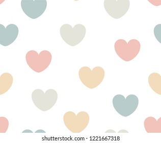pastel heart seamless pattern for fabric. simple minimalistic background.