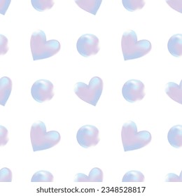 Pastel heart, star, holographic with mesh gradient seamless pattern background for poster, wrapping, wallpaper, backdrop