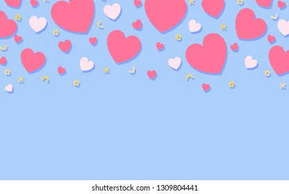 Pastel hearts background design vector