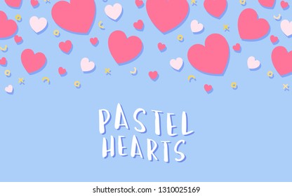 Pastel hearts background design vector