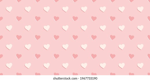 Pastel hearts, cute seamless repeat pattern vector background, repeating wallpaper.