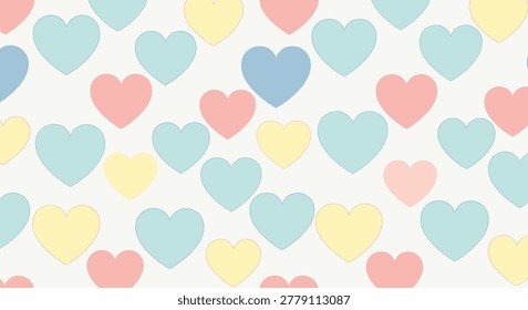 Pastel hearts in various colors
