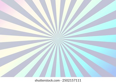 Pastel hologram background with sunbursts vector illustration. Holographic abstract digital modern horizontal pattern with geometric ornament of lines with vibrant and energetic effect.