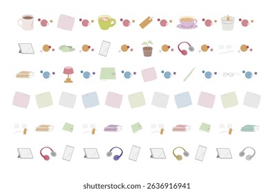 Pastel home items in horizontal border*