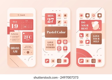 Diseño de Vector de pantalla de inicio pastel en eps 10