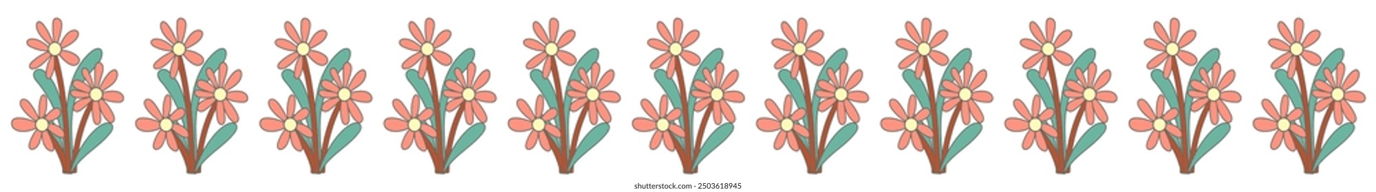 Pastellfarbenes horizontales Blumenmuster Für Rahmen, Rahmen, niedliche, bunte Farben zum Dekorieren von Papier.