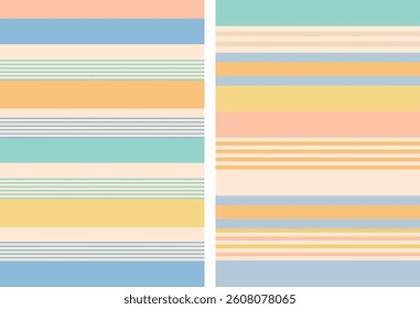 Pastel Horizontal Striped Patterns in Soft Fresh Colors