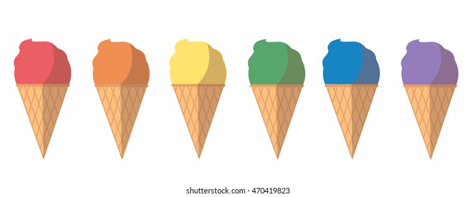 pastel ice cream cartoon vector 
