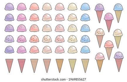 Pastel ice cream set vector illustration